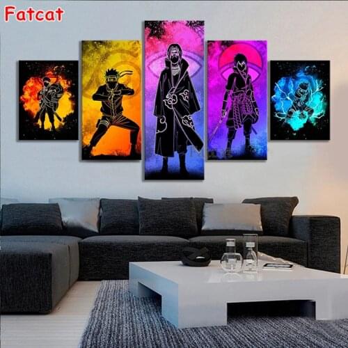 5d Diy Diamond Painting 5pcs Soul of Anime Characters Abstract Wall Art Full Drill Embroidery Rhinestone Home Decor PP2360