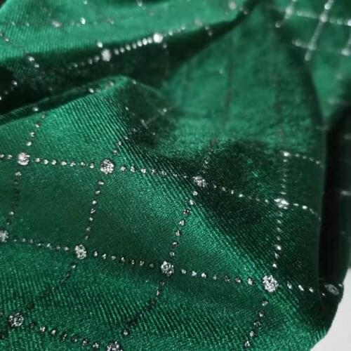 Velvet Fabric Luxury Soft Stretchy Gorgeous Silky Bronzing Bling Check Home Textile