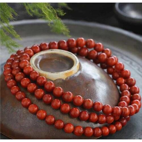10mm Southern Red Agate Bracelet hand string beads 108 Sichuan red persimmon flame Liangshan nine pure natural material Necklace