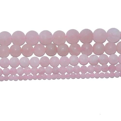 Dull Polish Natural Stone Rose Crystal Pink Quartz Round Beads 4 6 8 10 12 MM Pick Size For Jewelry Making DIY Bracelet Necklace