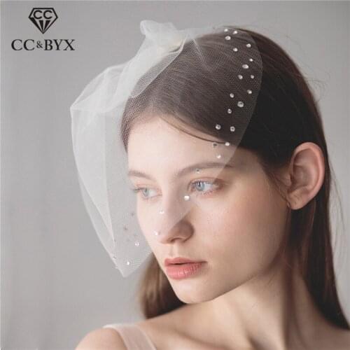 CC Wedding Jewelry Veil Hats Engagement Hair Accessories For Women Bridal Bridesmaids Short Design Fairy Yarn Beads Party V617