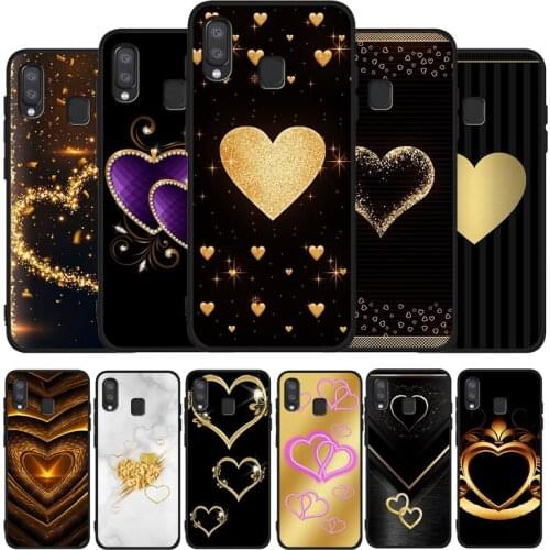 Gold heart love phone Case For Samsung A10 A20E A30 A40 A50 A60 A70 M10 M20 M30S M40 A01 A21 A31 A51 A71 4G Cover