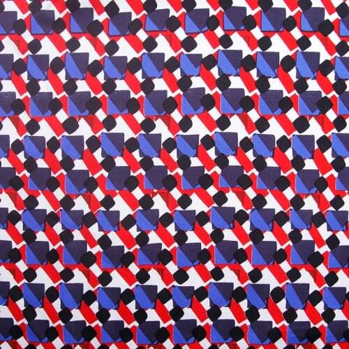 HLQON cotton sateen Red black blue square pattern fabric for women clothing sewing upholstery tissue wedding dress patchwork DIY