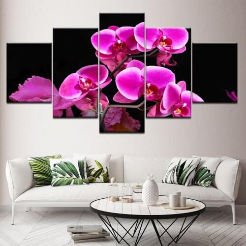 Canvas Painting beautiful orchid flowers 5 Pieces Wall Art Painting Modular Wallpapers Poster Print for living room Home Decor