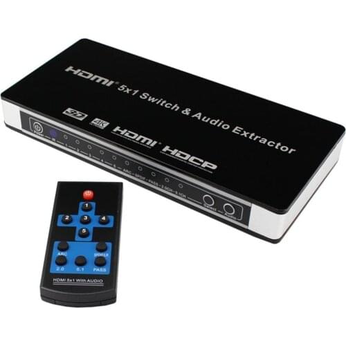 True 4K HDMI Switcher 5X1 with audio selector switch with remote HDMI 5 in 1 out 1.4V for PS4,HDTV,DVD,STB etc