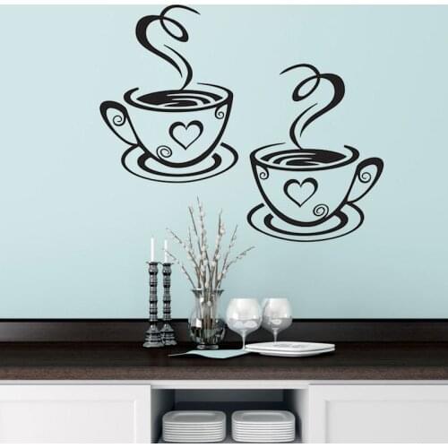 Creative Coffee Cups Wall Stickers Room Decoration Wall Paper Decals Kitchen Decor