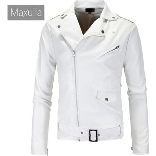 Maxulla Mens PU Jacket Fashion Men Biker Punk Motorcycle Jackets Casual Outwear Slim Fit Faux Leather Bomber Coats Clothing