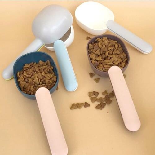 Pet Cat Dog Food Shovel Mutli-Function Feeding Scoop Spoon with Sealing Bag Clip Creative Measuring Cup