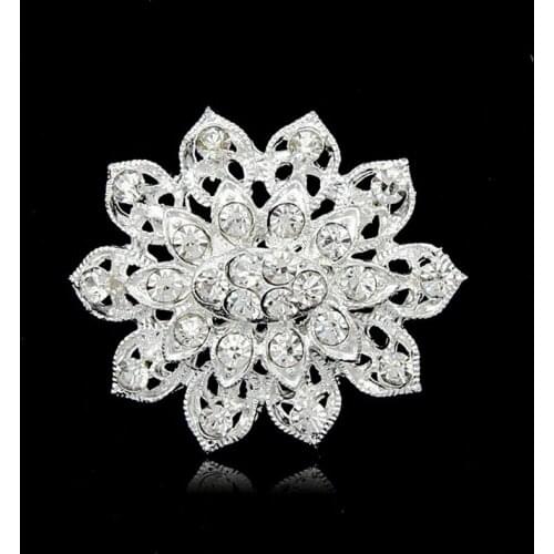 Small Style Appealing Flower Crystal Rhinestone Silver-color Brooches for Women Brooch Lapel Pins Jewelry