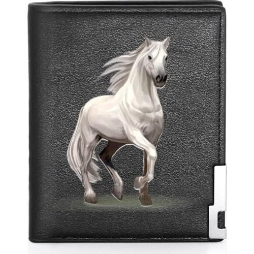 2021 New Arrivals White Horse Printing Mens Wallet Leather Purse For Men Credit Card Holder Short Slim Wallet Pocket