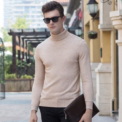 MRMT 2021 Brand Autumn and Winter New Mens Sweaters High Collar Sweater for Man Solid Color Long Sleeve Sweater