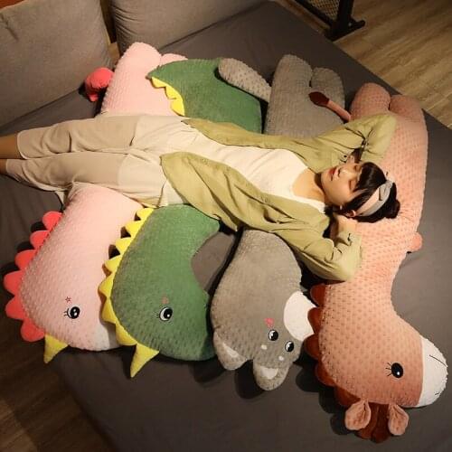 75/100/135CM Cartoon Dinosaur Husky Soft Plush Long Pillows Animal Plush Toy Stuffed Doll Bed Sleeping Cushion Gift for Girls