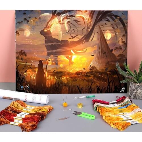 Scenery Something Beautiful Printed Fabric 11CT Cross Stitch Kit DIY Embroidery DMC Threads Painting Craft Sewing Counted