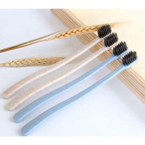 10 Piece Set Wheat Straw Toothbrush Adult Soft Bristle Bamboo Charcoal Spare Charcoal Bar Men And Women Household Family