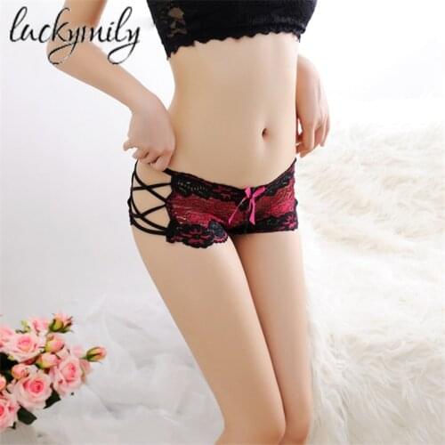 Luckymily 2019 NEW Fashion Womens Sexy Lace Boxer Briefs Bragas Mujer Seamless Underwear Transparent Panties Knickers Panty