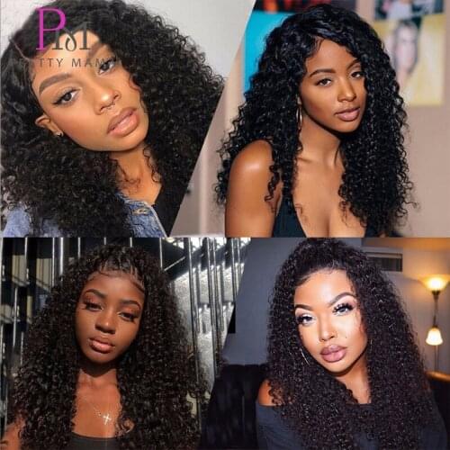 Curly Transparent 360 Lace Front Human Hair Wig 150 180 Density Pre Plucked Jerry Curly 13x4 Lace Frontal Wigs For Black Women