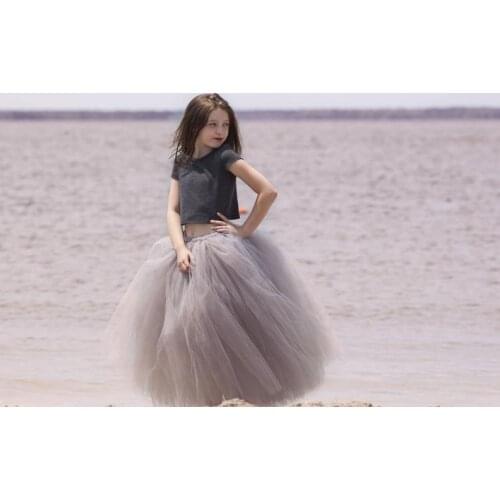 Gray New Christmas Girls Tutu Long Fluffy Tulle Kids Girls Skirts Tutu Birthday Party Children Princess Ball Gown Skirt vestido