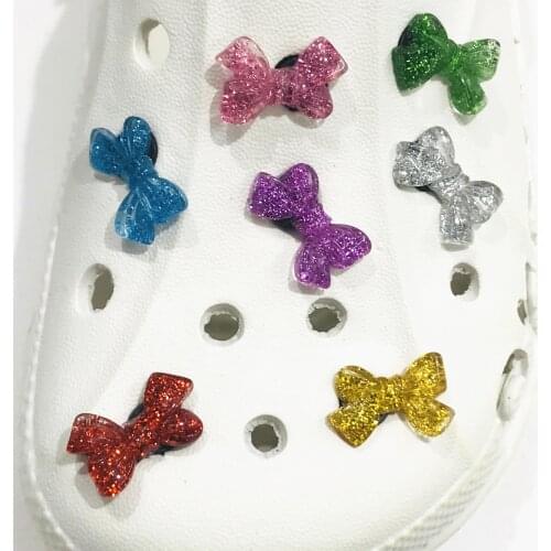 Mix Color 1Pcs Cartoon Bowknot Bow-tie Resin Shoe Charms Accessories Shoes Buckle DIY Backpack Shoes Girls Decoration