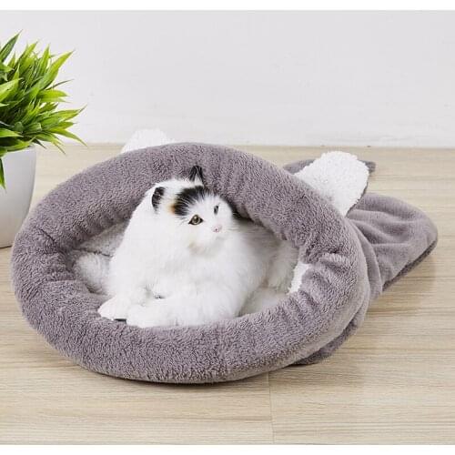 Cat Sleeping Bag Bed Warm Coral Fleece Dog Cat Bed Pets Cat Mat Bed Kennel House Travel Cushion Soft Sleeping Bed Pets Products
