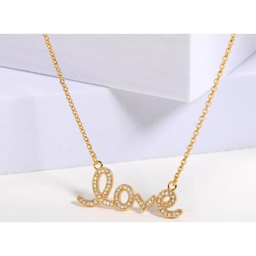 Romantic Love Statement Necklace For Women Gold Color Ketting Crystal Pendant Necklace Luxury Jewelry Bridesmaid Gifts