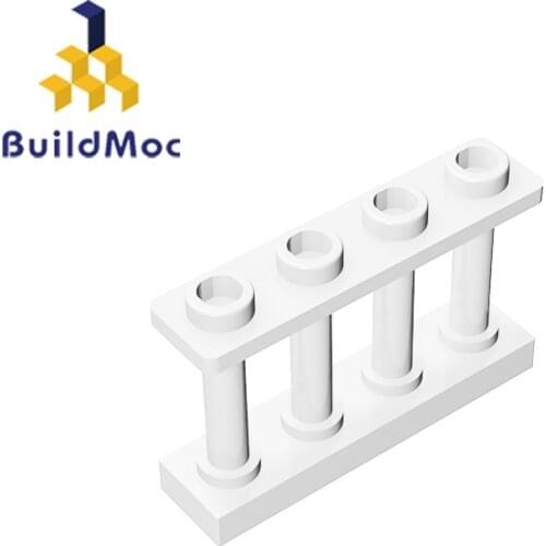 BuildMOC 15332-30055 Fence 1 x 4 x 2 Spindled with 4 Studs For Building Blocks Parts DIY electric Educat
