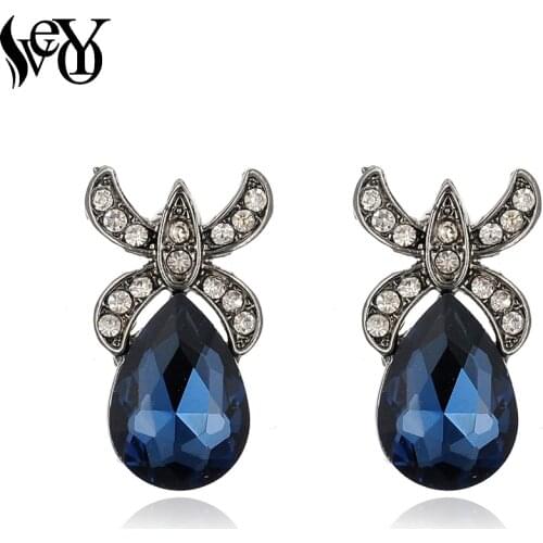 VEYO Horn Crystal Stud Earrings for Women Free shipping New Arrival Wholesale Brincos