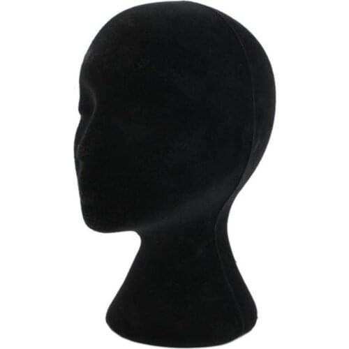 Female Styrofoam Mannequin Black Wig Glasses Hat Display Stand Popular Foam Head Model Storage Holders White 1PC