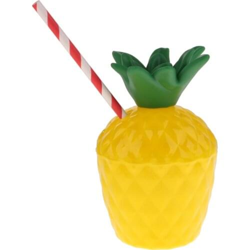 1 plastic tropical pineapple drink cup fruit juice cup Hawaiian Lolo birthday summer beach swimming pool party decoration