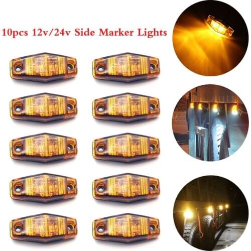 10pcs 12v/24v Car Yellow Side Marker Clearance Lights Signal Lamp Truck Caravan Turn Signal Led Trailer Lorry