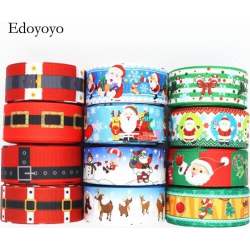 10 Yards 1'' 25MM Christmas Day Printed Grosgrain Ribbons For Hair Bows/ Gift Packaging DIY Handmade Materials Y19072402