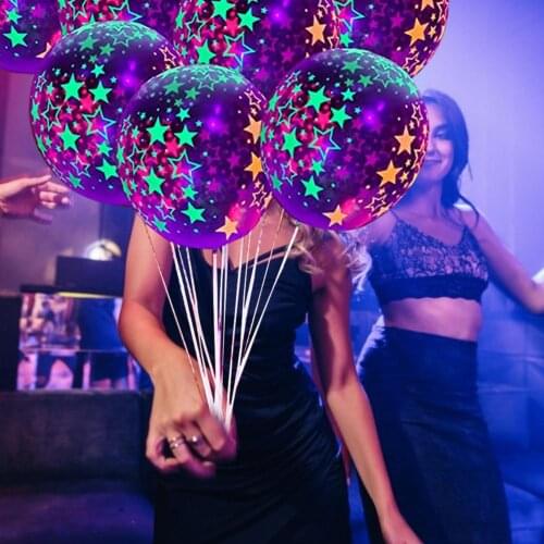 100pc Star Luminous Balloons Neon Glow Balloons UV Blacklight Reactive Party Ballon Kids Birthday Wedding Fluorescent Balloons