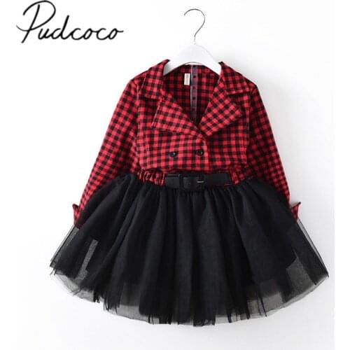 2017 Brand New Toddler Infant Child Kids Plaids Dress Kids Baby Girls Long Sleeve Princess Party Pageant Holiday Dresses 2-7T
