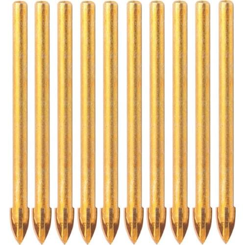 5pcs 6mm Titanium Ceramic Glass Drill Bit Tungsten Carbide Cross Spear Head Tools