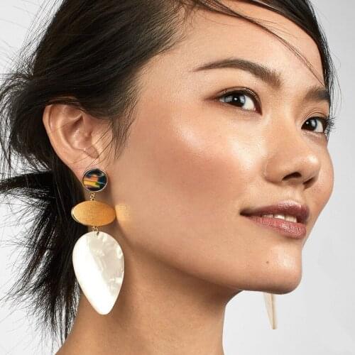 Acrylic leopard print sheet metal drop pendant female stud earrings E-008