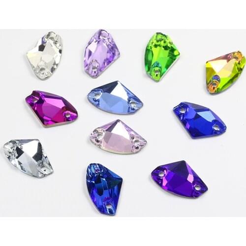 Sewing Accessories AB K5 Glass Sew On Rhinestone Glitter Galactic Rhinestones For Clothes Wedding Dress 14*9mm 19*12mm 27*16mm