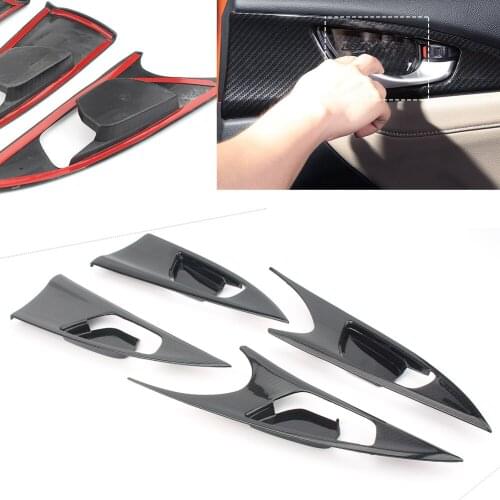Auto Car Styling Interior Door Handle Bowl Cover Trim Decoration For Honda Civic 2016 2017 ABS Plastic Carbon Fiber Style