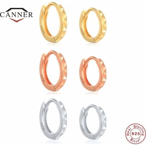 CANNER 6/8mm 925 Sterling Silver 18k Gold Plated Hoop Earrings for Women Huggie Earring Piercing Earings Jewelry Pendientes