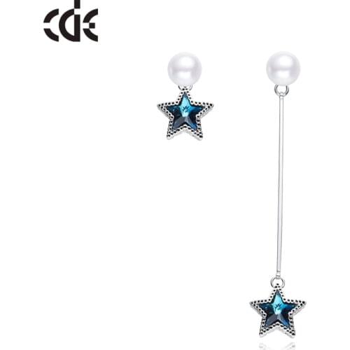 CDE Embellished with crystals from Swarovski Round Pearl Earrings Jewelry Star Crystal Earrings Jewelry Woman Refinement Gift