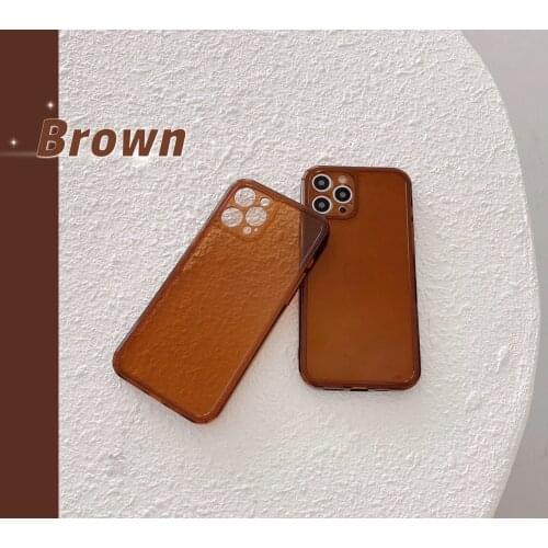 Simple Korean Couple Retro brown Solid color Phone Case Silicone Cover For coque iPhone 12 mini 11 Pro Xs Max 7 8 Plus X XR case
