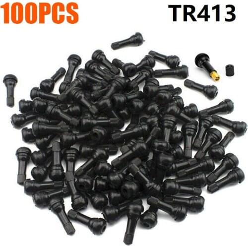 100PCS TR412/TR413/TR414 Snap-In Black Rubber Tire Valve Stems Car Accessories