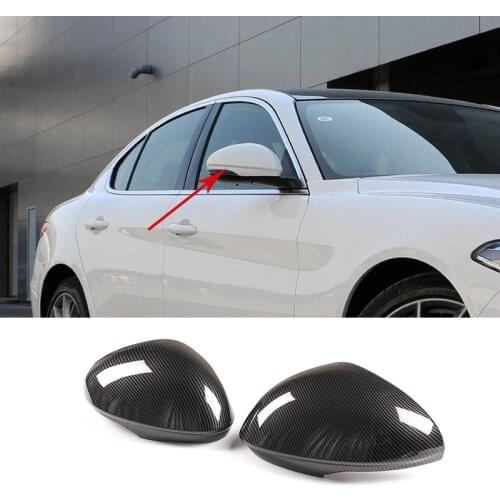 For Alfa Romeo Giulia 2017 2018 ABS Carbon Fiber Car Rearview Mirror Decoration Cover Trim Accessories