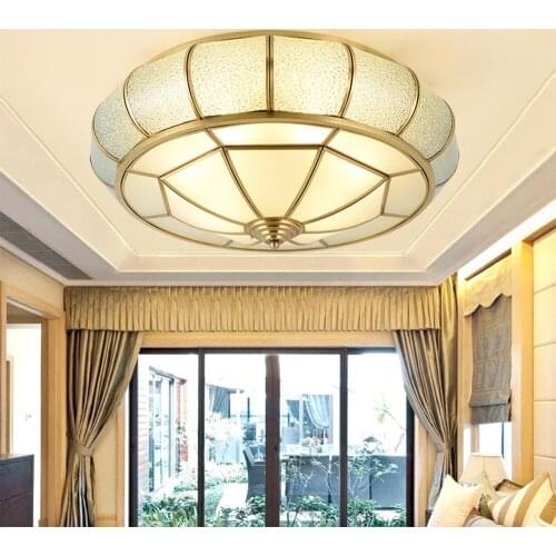 European and American Copper Modern Led Ceiling Lights Luminaria Flush Mount Ceiling Light Living Room Bedroom Home Lighting
