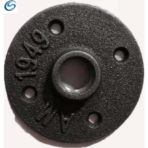 Black Malleable Iron Floor Flange Threaded 1/2 and 3/4 Inch For Furniture