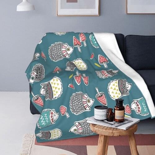 Hedgehog Blankets Flannel Spring Autumn Cute Animal Breathable Super Soft Throw Blanket for Sofa Outdoor Plush Thin Quilt