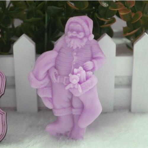 Santa Claus Holding Socks Gift Soap Molds DIY Christmas Mold Chocolate Molds Food Grade Mould Handmade Silicone Mold for Soap