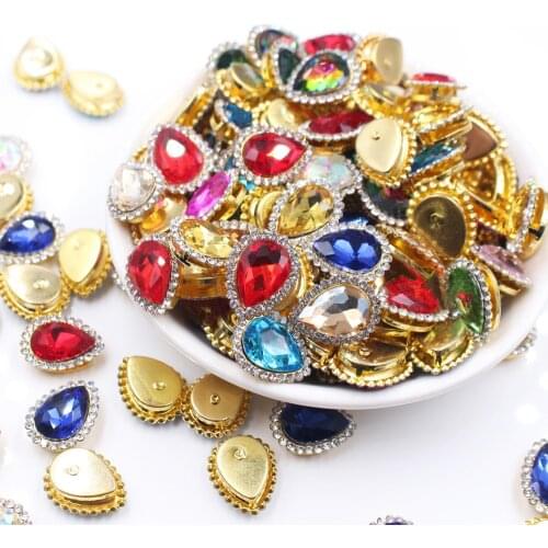 DIY Glass Stones Water drop 30Pcs Lace Sew on Crystal Stone Strass Crystal Sewing Rhinestone use for clothing