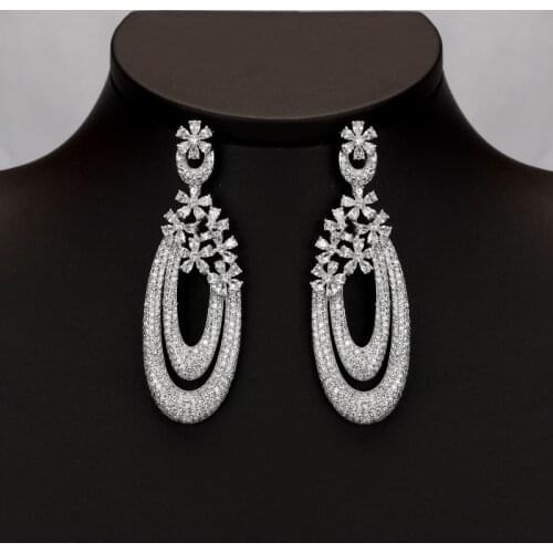 Bride Talk Classic Long Teardrop Earrings Pear Shaped Cubic Zirconia Wedding Engagement Party Jewelry For Dubai Bridal