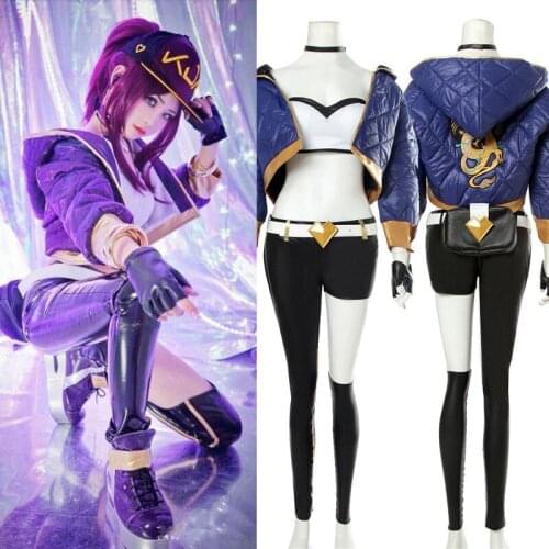 KDA Akali Outfit K/DA Cosplay Costume Cool Jacket Pants Belt Glove Full Set