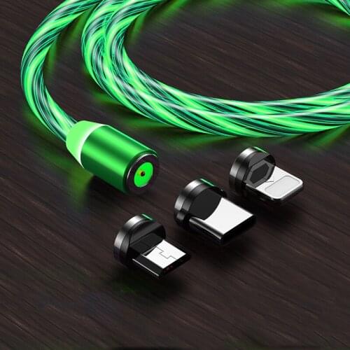 3A Luminous Lighting Magnetic Charging Cable For Apple Ios Micro Type-C 360° LED Streamer Charging Cable