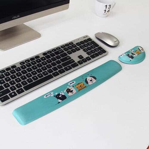Cute pattern mousepad with wrist rest non slip keyboard rest mat comfort soft hand pad for PC computer office